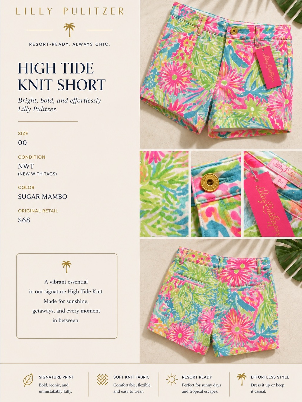 Lilly Pulitzer High Tide Knit Shorts in Sugar Mambo Floral